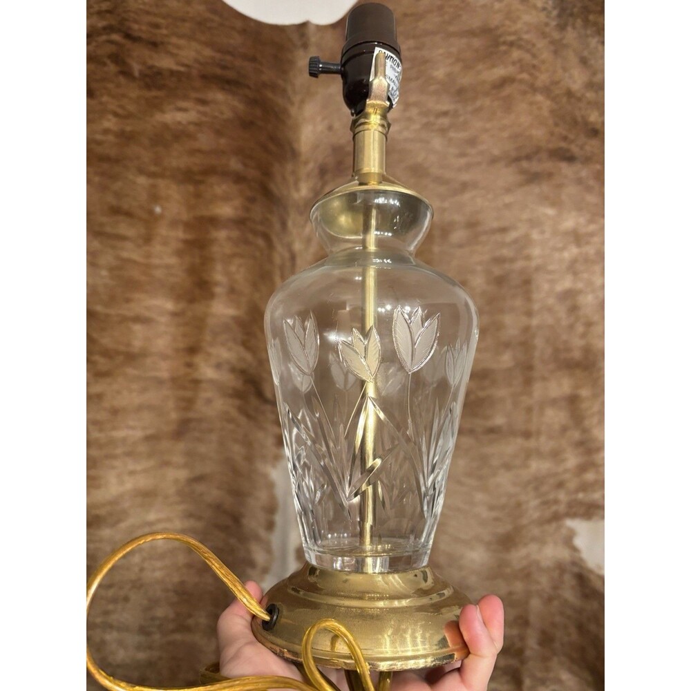 Vintage Reed & Barton Brass Color and Crystal Table Lamp Tested Beautiful!